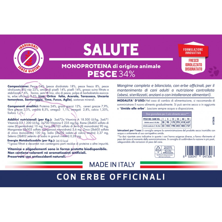 Vetline Secco Cane Salute Pesce 3 Kg