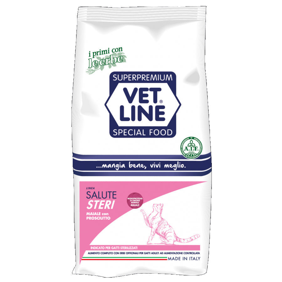 Vetline Secco Gatto Salute Steri Maiale Con Prosciutto 400 Gr